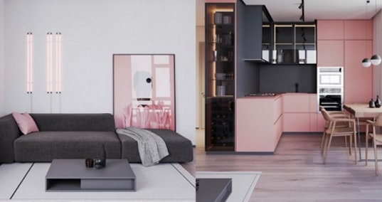 warna cat rumah abu abu dan dusty pink